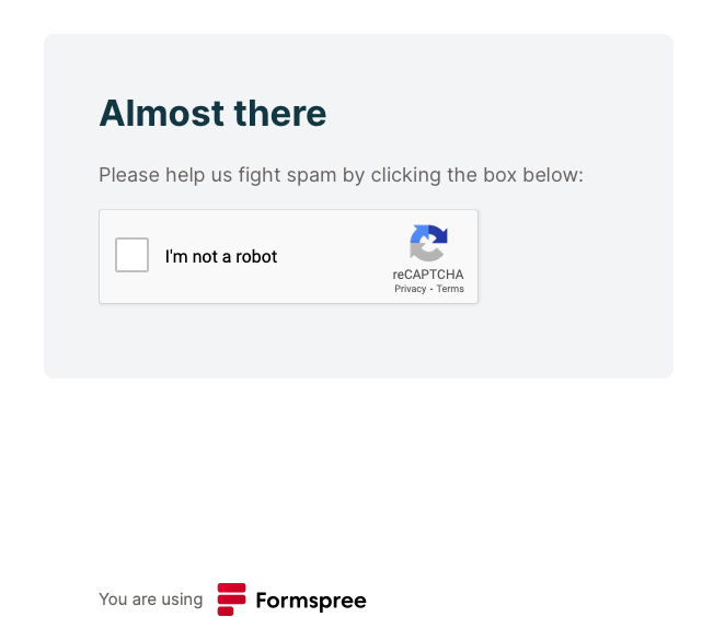 Screenshot of Testing reCAPTCHA in form
