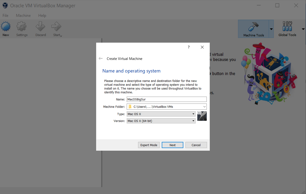 Screenshot of Naming and selecting OS Screen