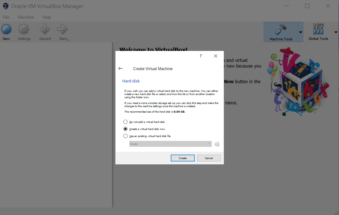 Screenshot of VM memory size screen
