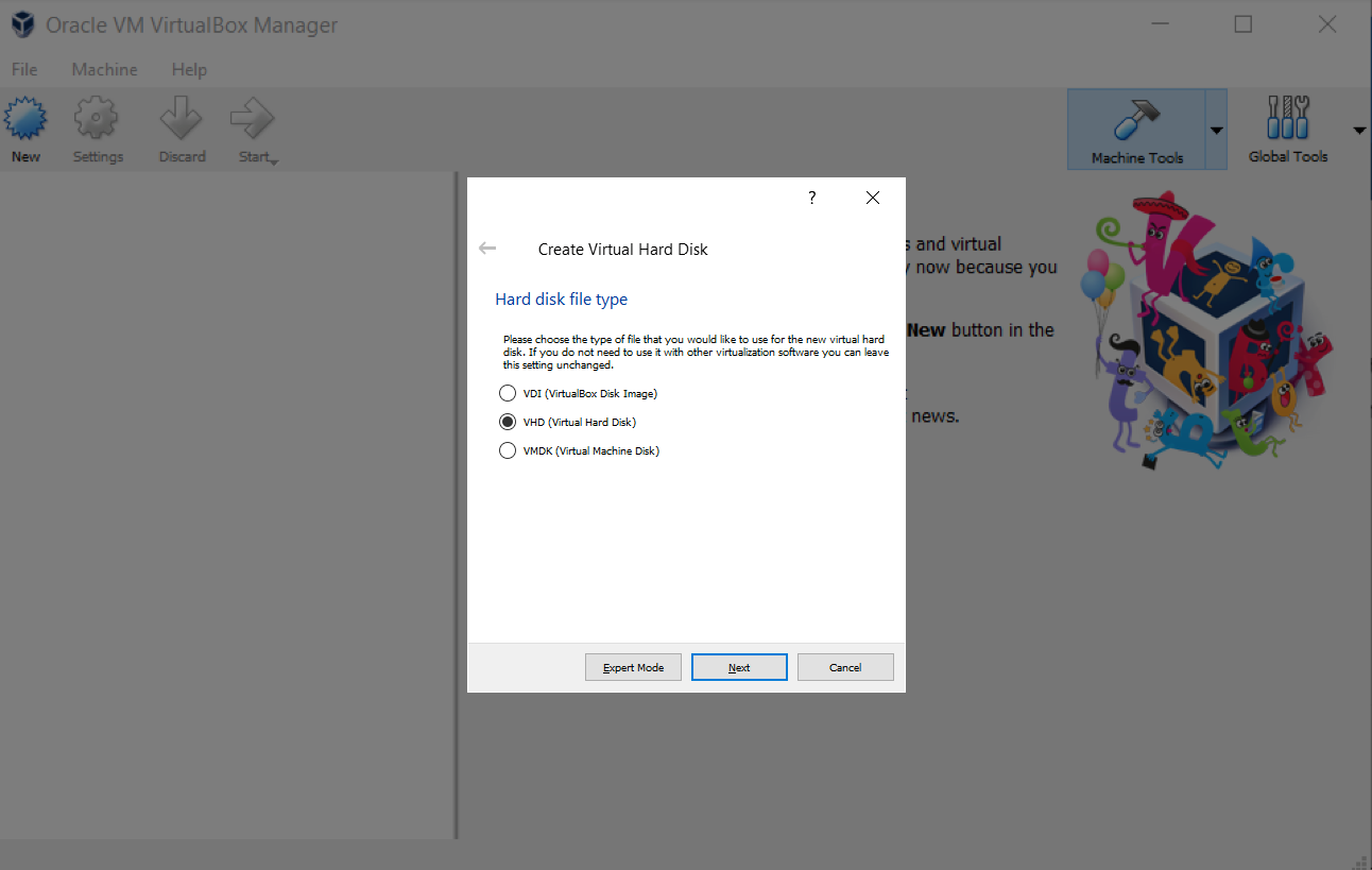 Screenshot of VM memory size screen