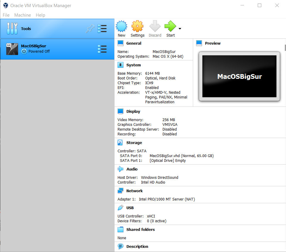 Starting Big Sur Virtual Machine screenshot