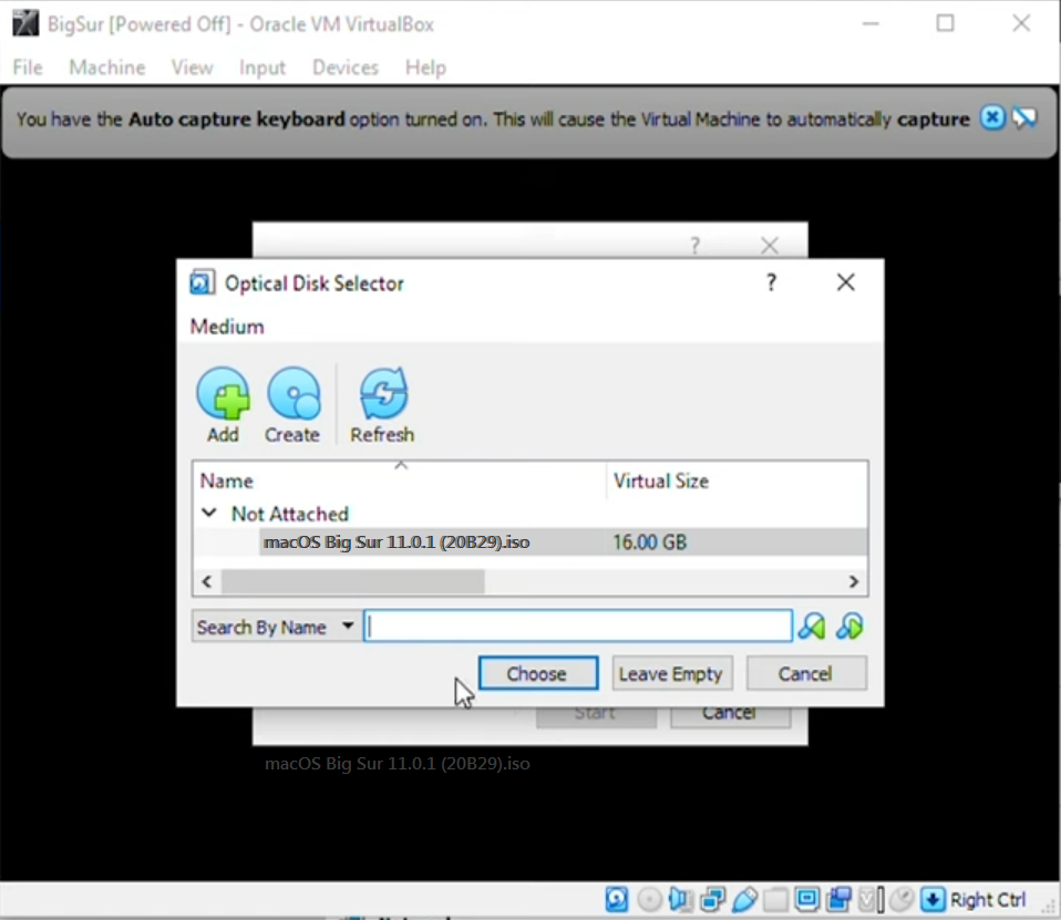 Select macOS ISO Image screenshot